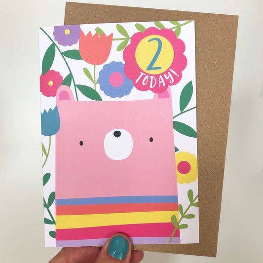 2 Today! Bear Birthday Card image 0