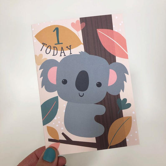1 Today! Kids Koala Happy Birthday Card image 0