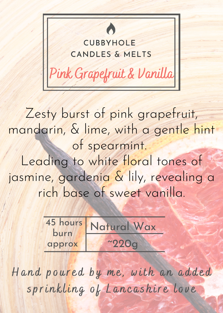 Pink Grapefruit & Vanilla Natural Wax Candle image 3