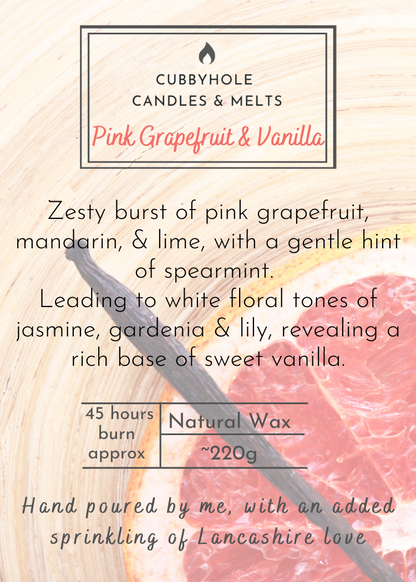 Pink Grapefruit & Vanilla Natural Wax Candle image 3